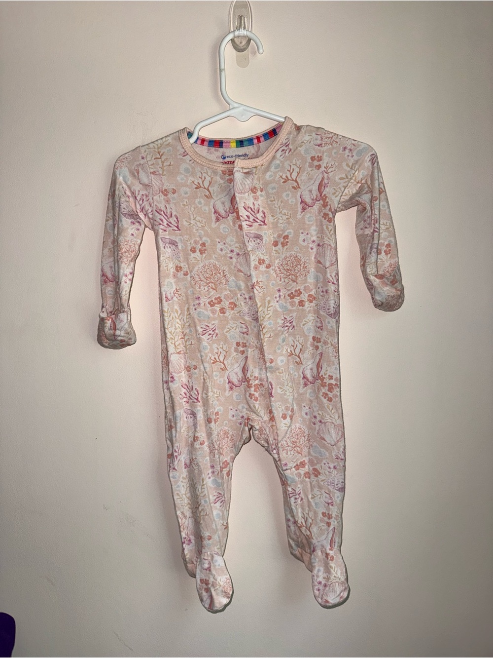 Magnetic Me Pink and Cream Woodland Print Footed Pajamas